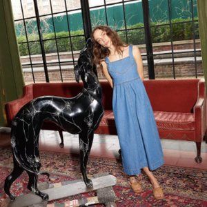 Madewell Denim Apron Midi Dress in Clemons Wash